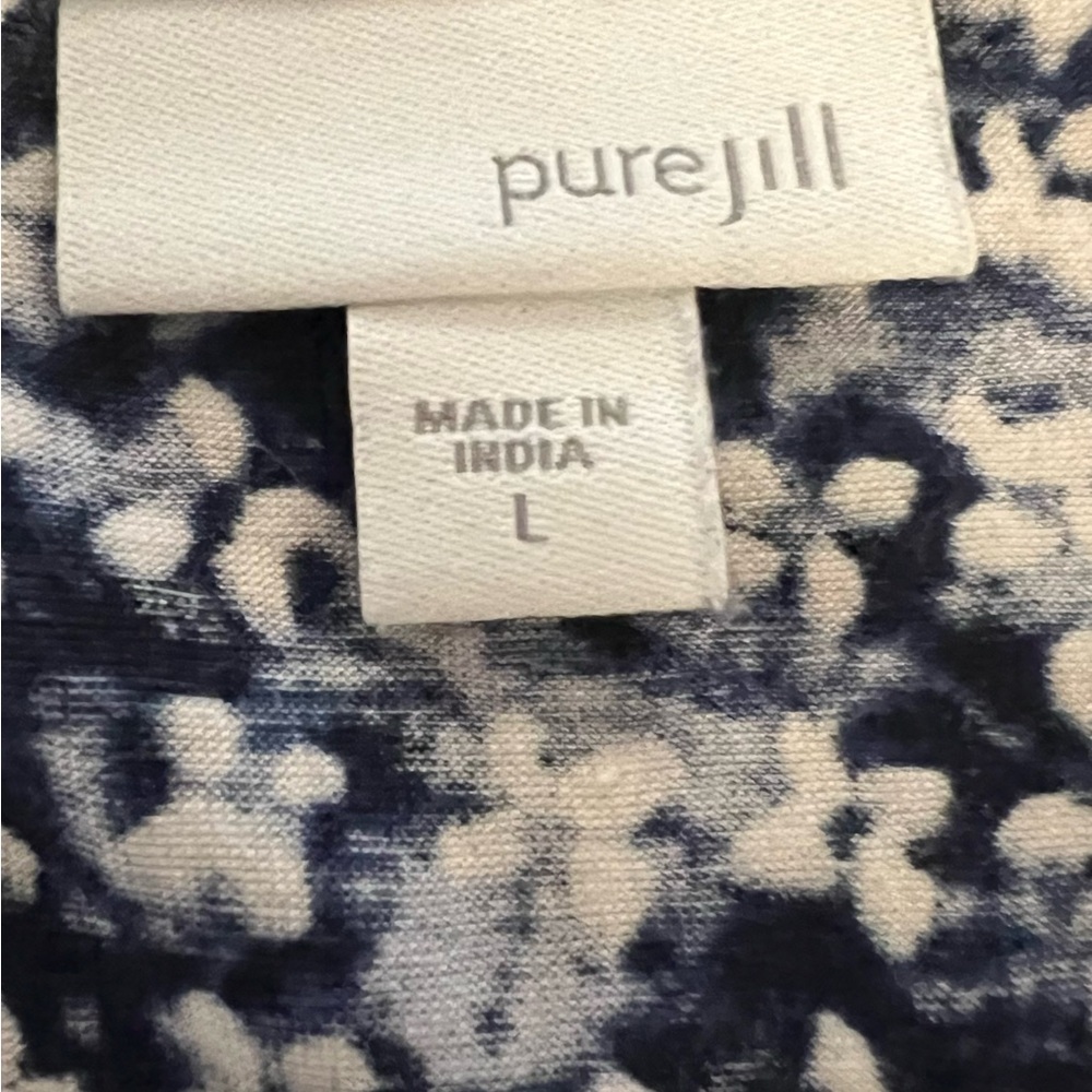 Pure Jill Women's Navy and White Long Sleeve Printed Top Large - Picture 3 of 5